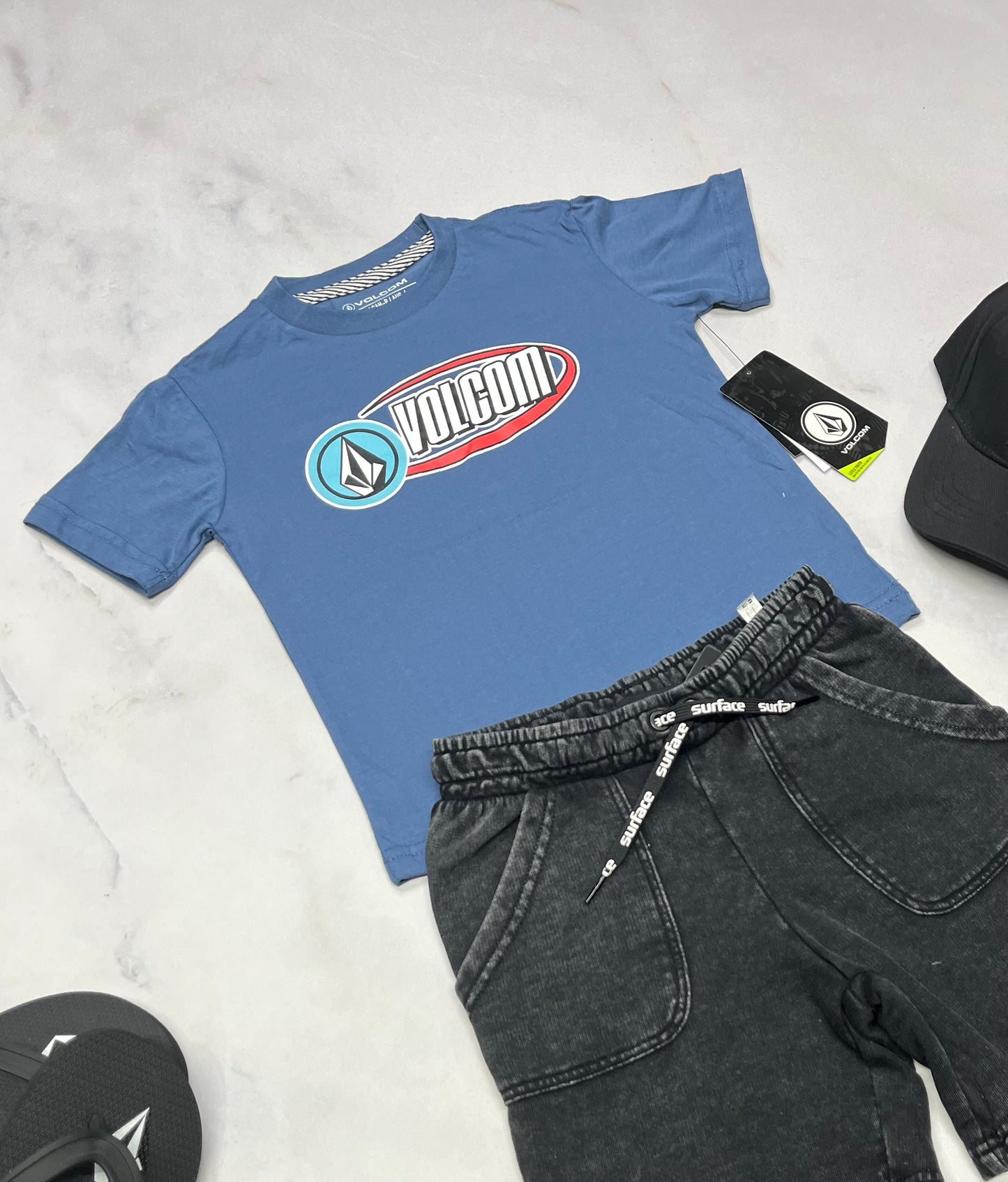 🤩 T-Shirt : Volcom 4 ans garçon bleuté neuf !