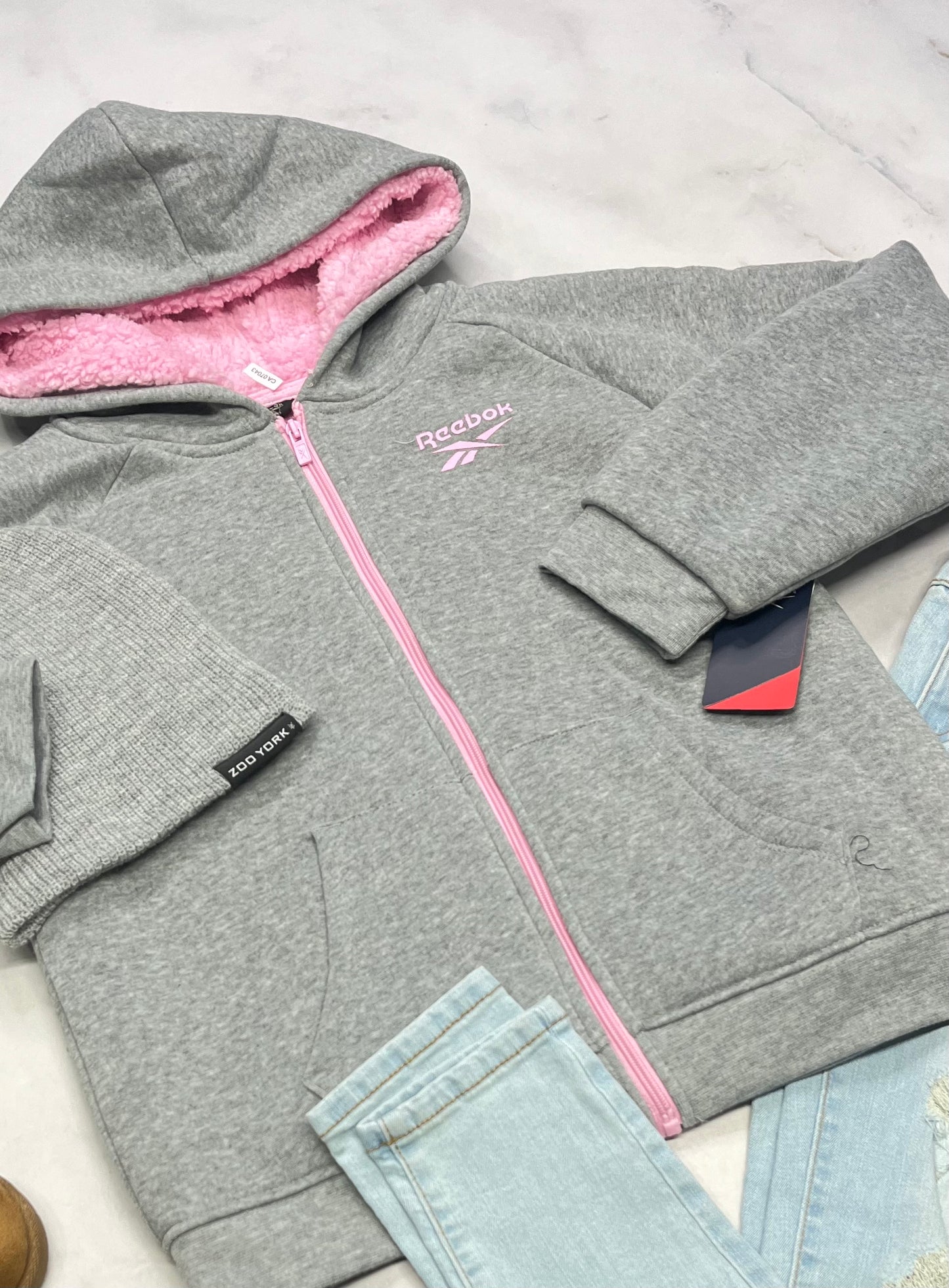 😍 Manteau Reebok ! Doubler en Sherpa fait 12-14 ans fille neuf!