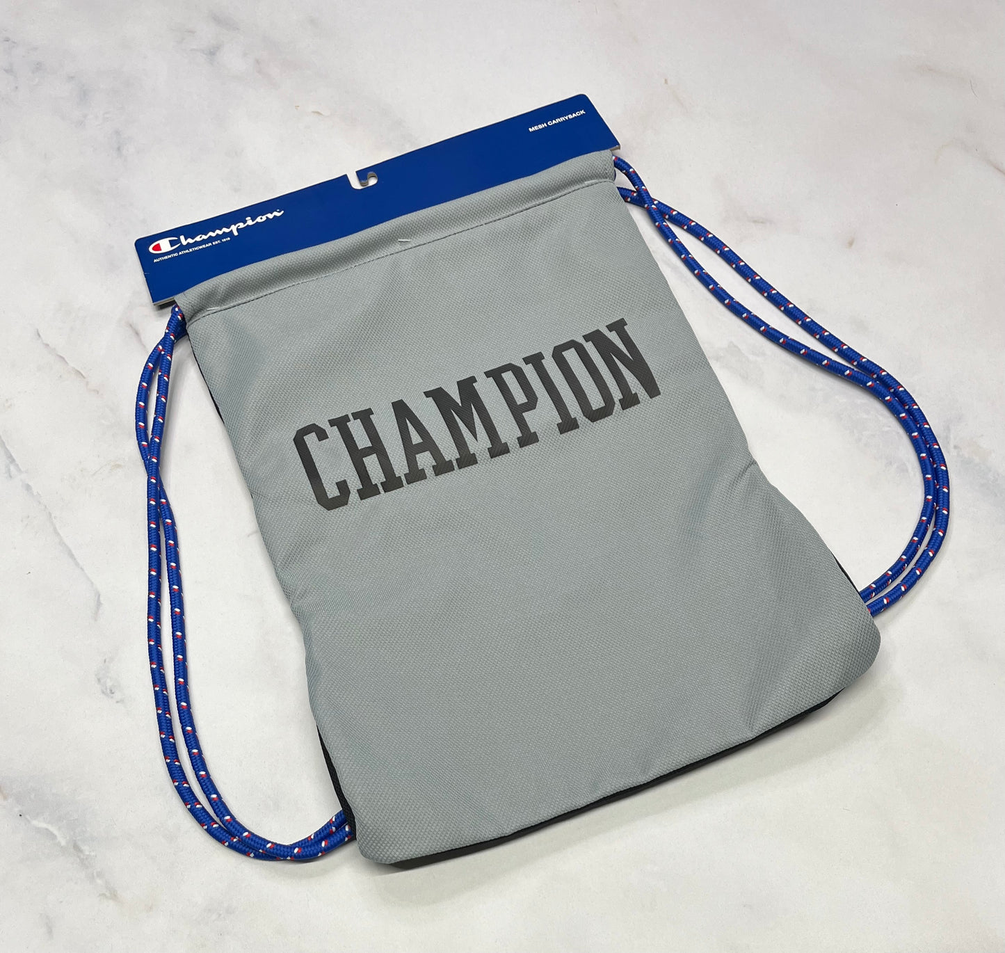 🤩 Sac Champion : gris et noir . Avec pochette à zip intérieur . Pour souliers ou vêtements. Neuf !