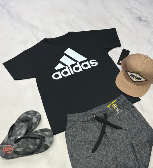 🤩 T-Shirt : Adidas noir 7-8 ans garçon relax fit neuf !