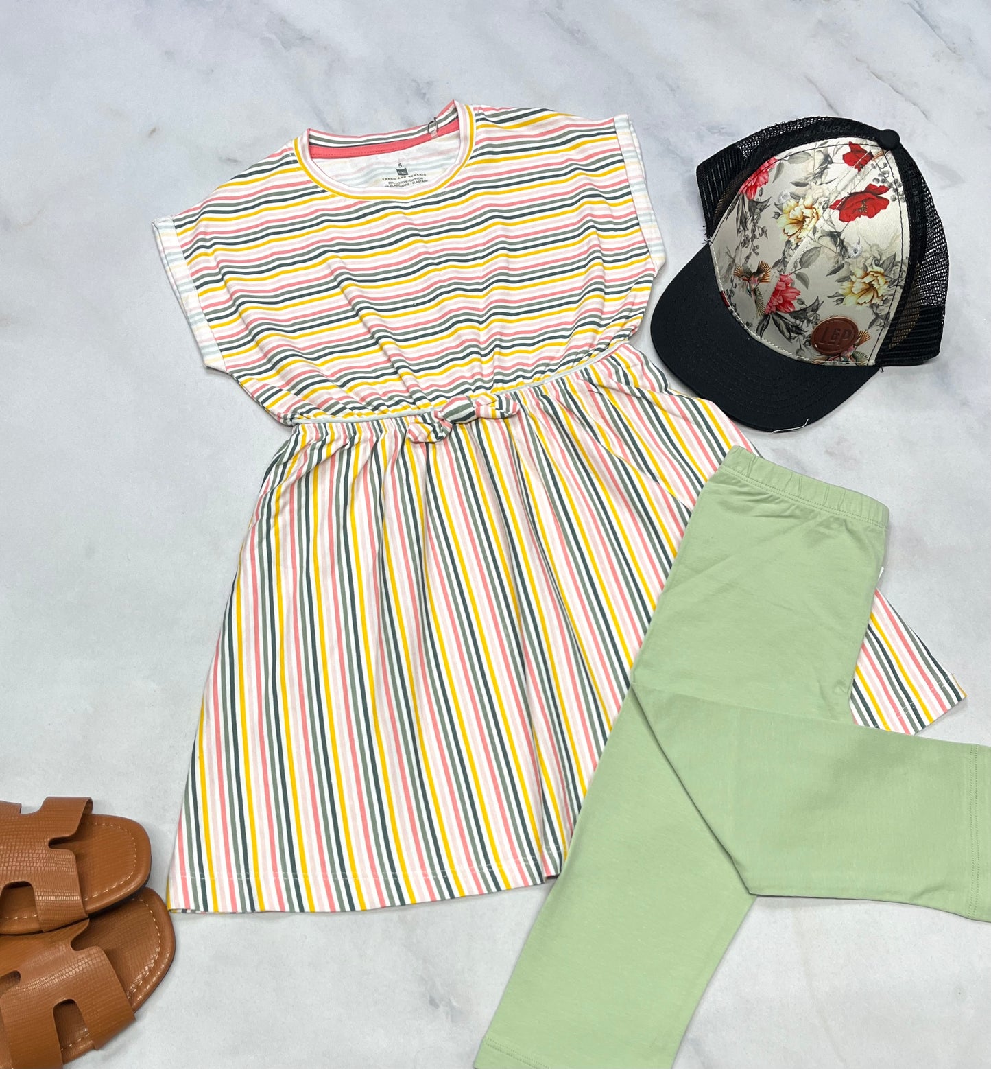 🌿 Robe rayé : en beau coton stretch 5 ans fille neuve !