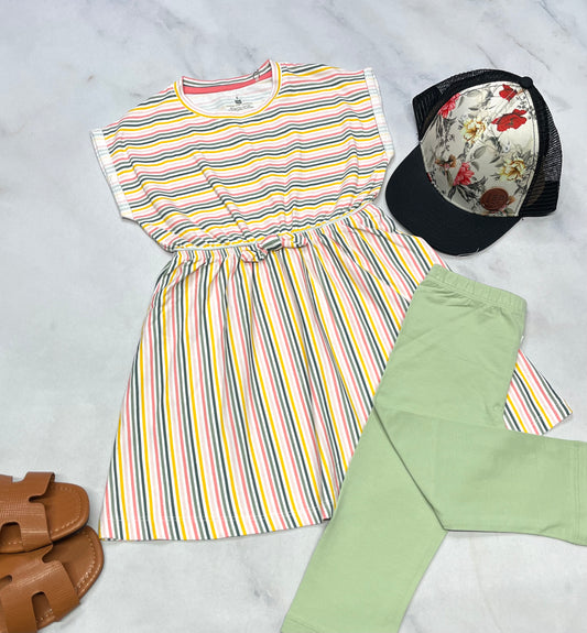 🌿 Robe rayé : en beau coton stretch 5 ans fille neuve !