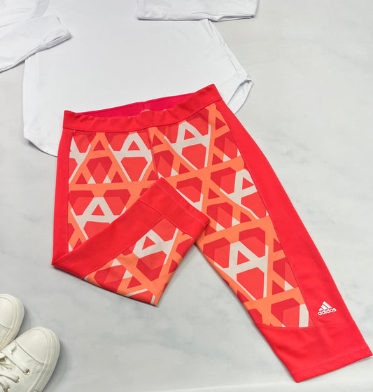 😍 Capri corail Adidas : L/femme (10-12 ans ) stretch femme tissu de sport. Comme neuf !