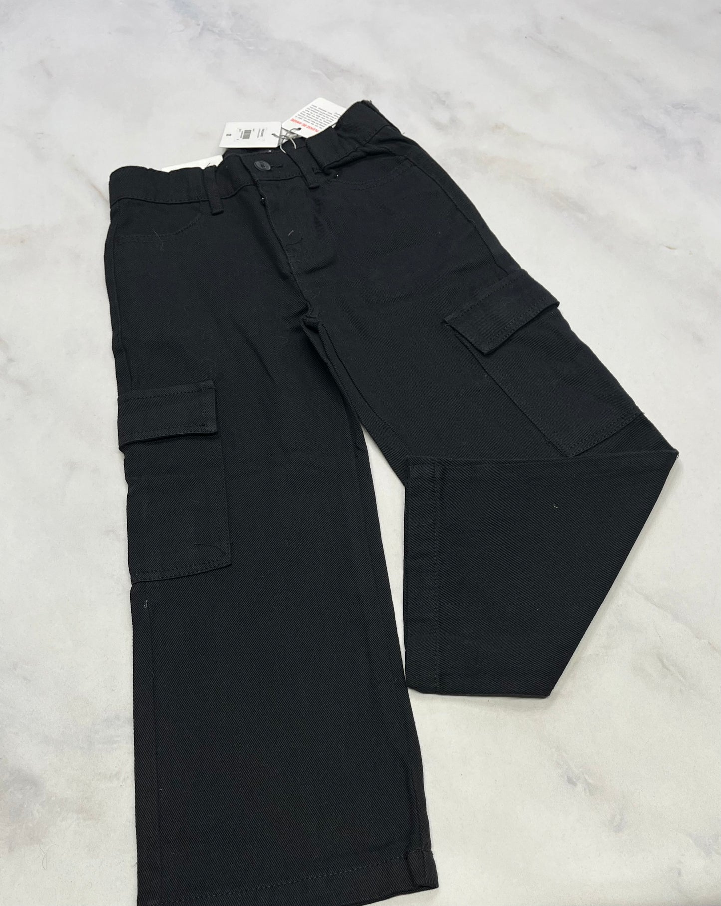 Jeans noir : cargo Tag ultra mou confo : 6 ans fille jambe large neuve .