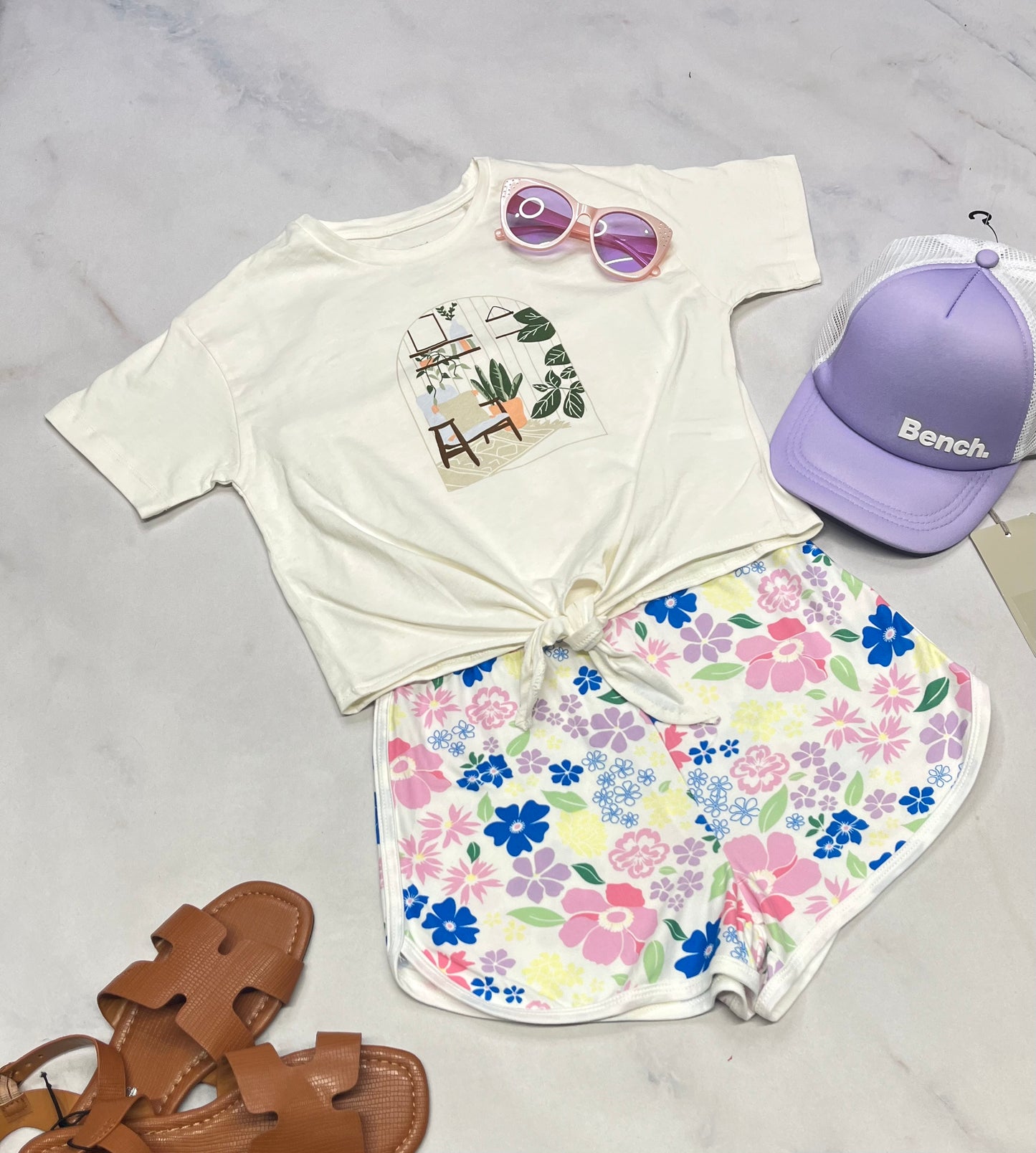 🌸 1 pièce : short soft stretch avec bretelles ajustable neuf ! + 7 ans fille .