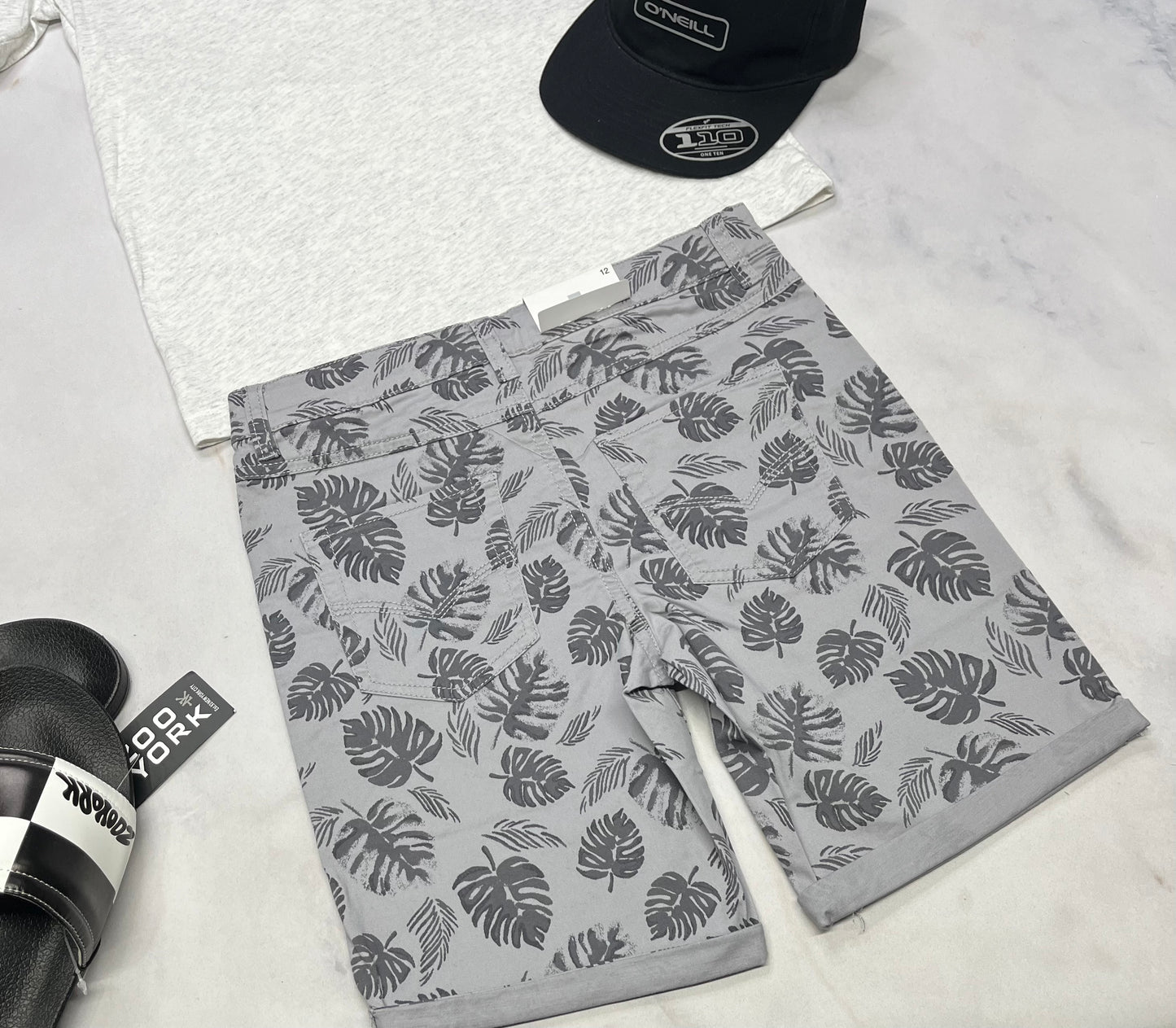 🌵 Bermuda : gris Tag 12 ans garçon taille ajustable neuf !