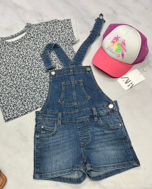 💙Salopette en jeans : stretch fait 4 ans fille ajustable . ( sans le manche courte ) .