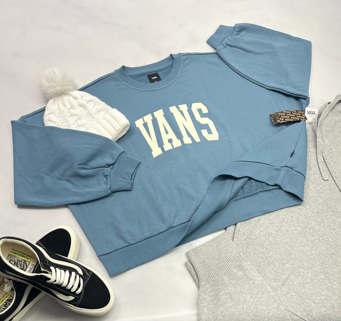 🤩VANS: Ouaté en jersey manche ballon femme neuf ! Fait XL look lousse .