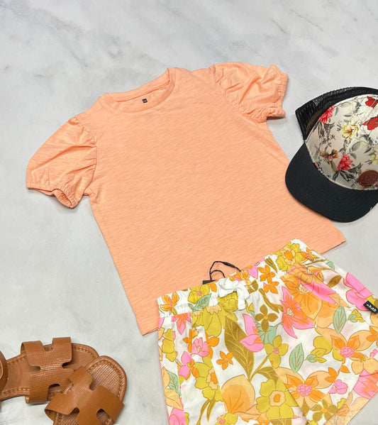 ☀️ Manche courte : corail 5 ans fille Tag neuf !