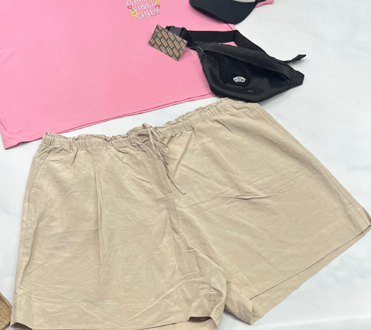 🌸 Short : look lin 2XL femme coupe relax neuf ! Taille élastique avec poches .