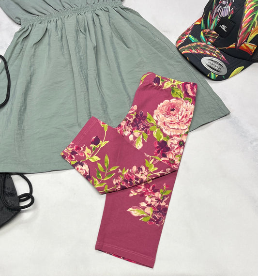 🍃 Legging : fleurie 3quart 5-6 ans fille neuf !