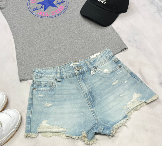 🌷 Short jeans : Taille haute et ajustable neuve!14-16 ans fille