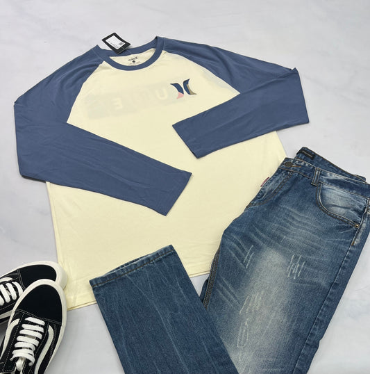 💙 HURLEY : manche longue soft  beige et bleu XL/ homme neuf !