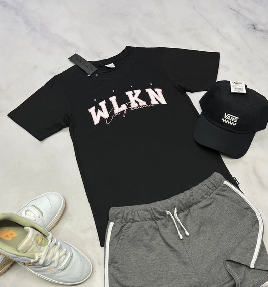 🌷 WLKN manche courte : 12-14 ans fille neuf ! Noir ( logo blanc et rose )