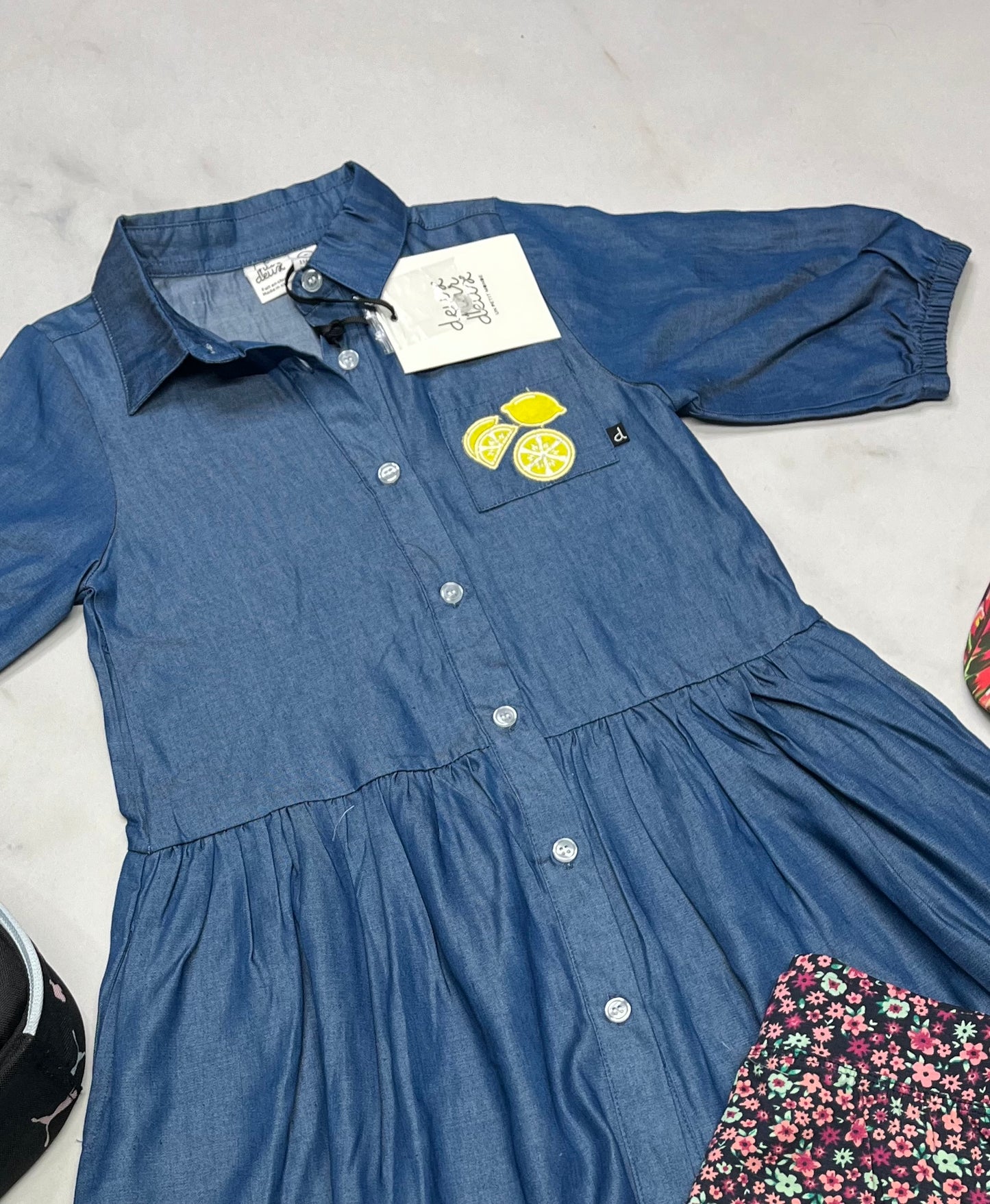 🌷Robe : Deux par Deux 6 ans fille ultra molle look jeans (manche aux coudes) .