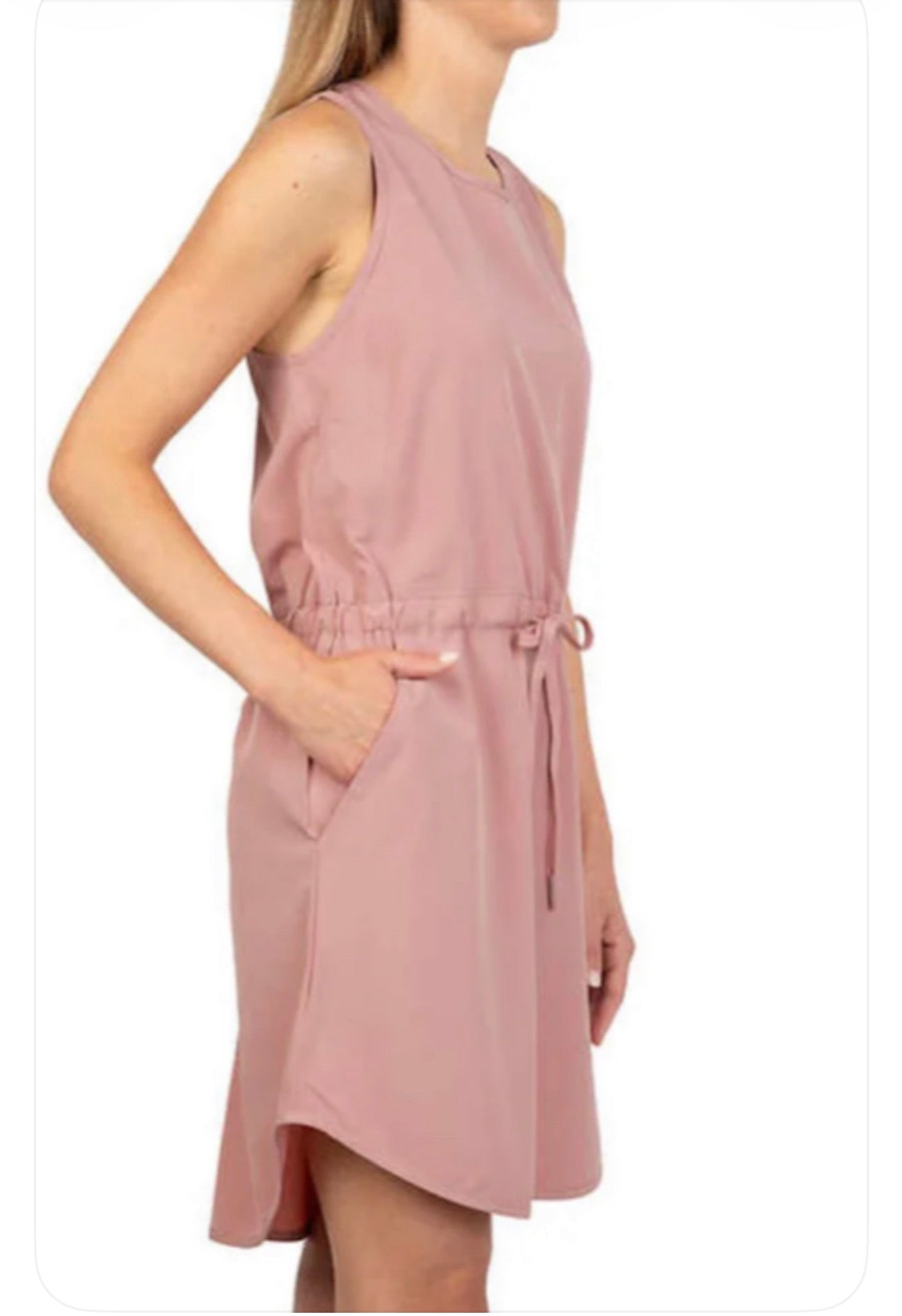 🌴 Robe : rose S/ femme coupe confo neuve . En tissu léger qui ne décolore pas . Stretch avec des poches .