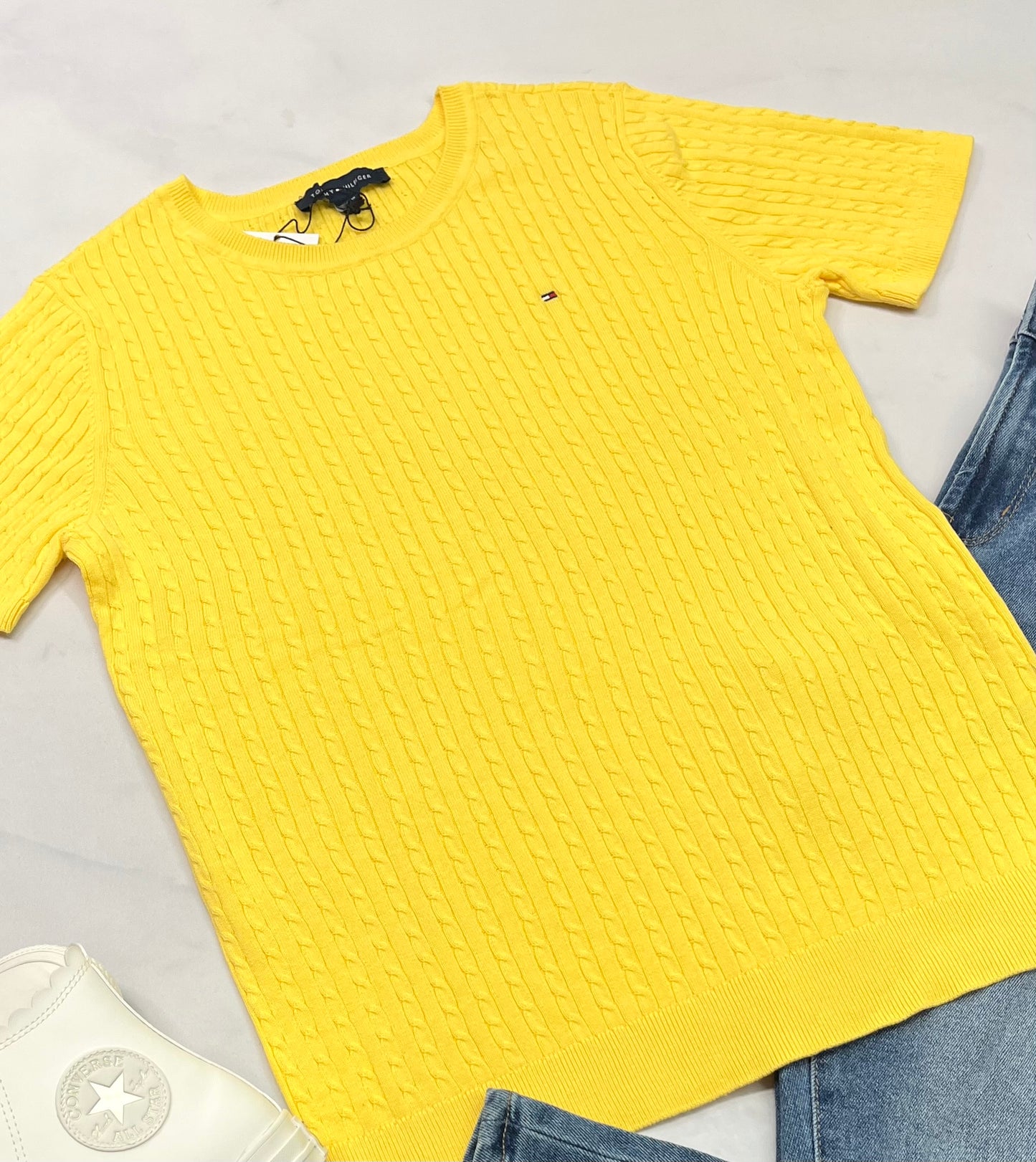😍 Tricot Tommy : manche courte texturé M/ femme stretch confo neuf !