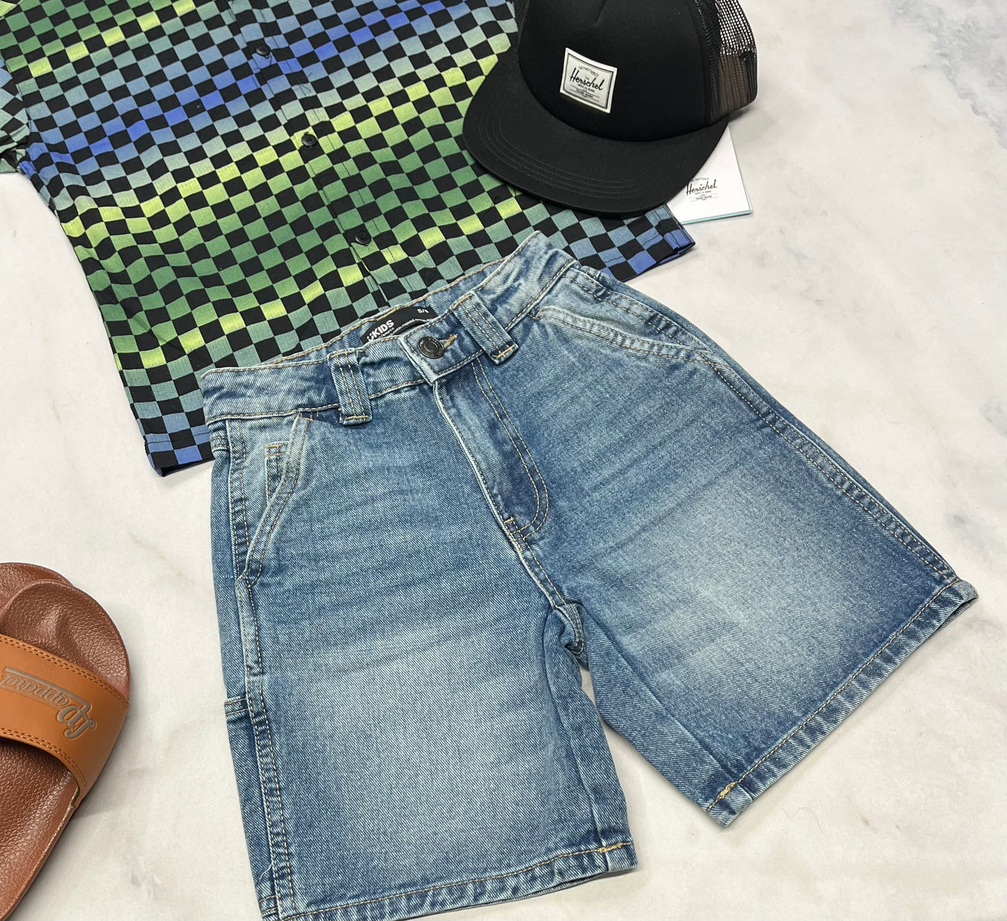 💚 Bermuda jeans : 5-6 ans garçon ajustable coupe tendance neuve !