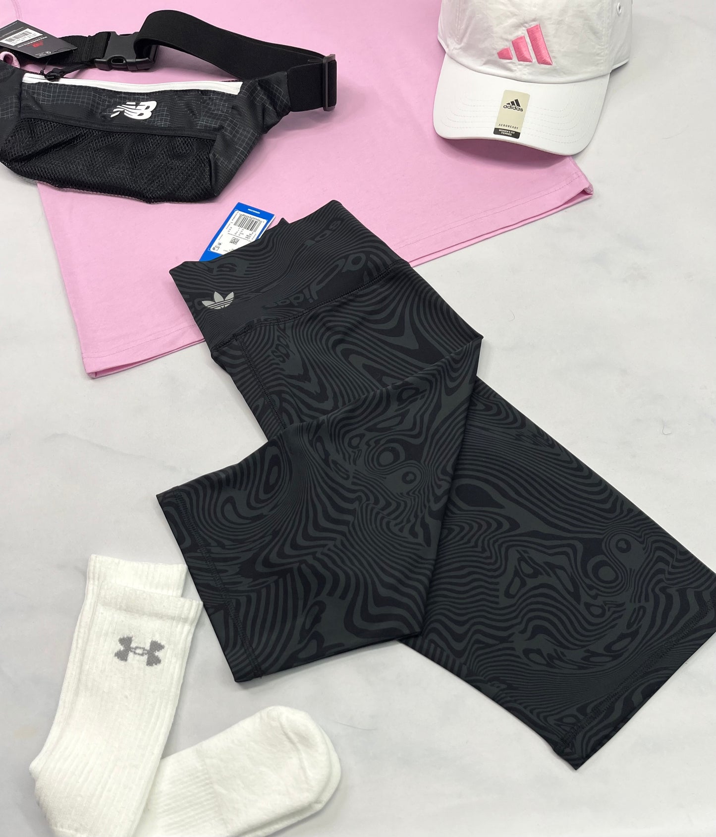 💕 Cuissard Adidas : tissu sport stretch taille haute neuf ! M/ femme .