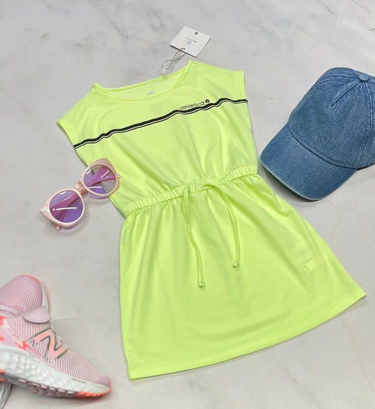 🌴 Robe : limette néon en tissu de sport extensible Tag fait 3 ans fille .