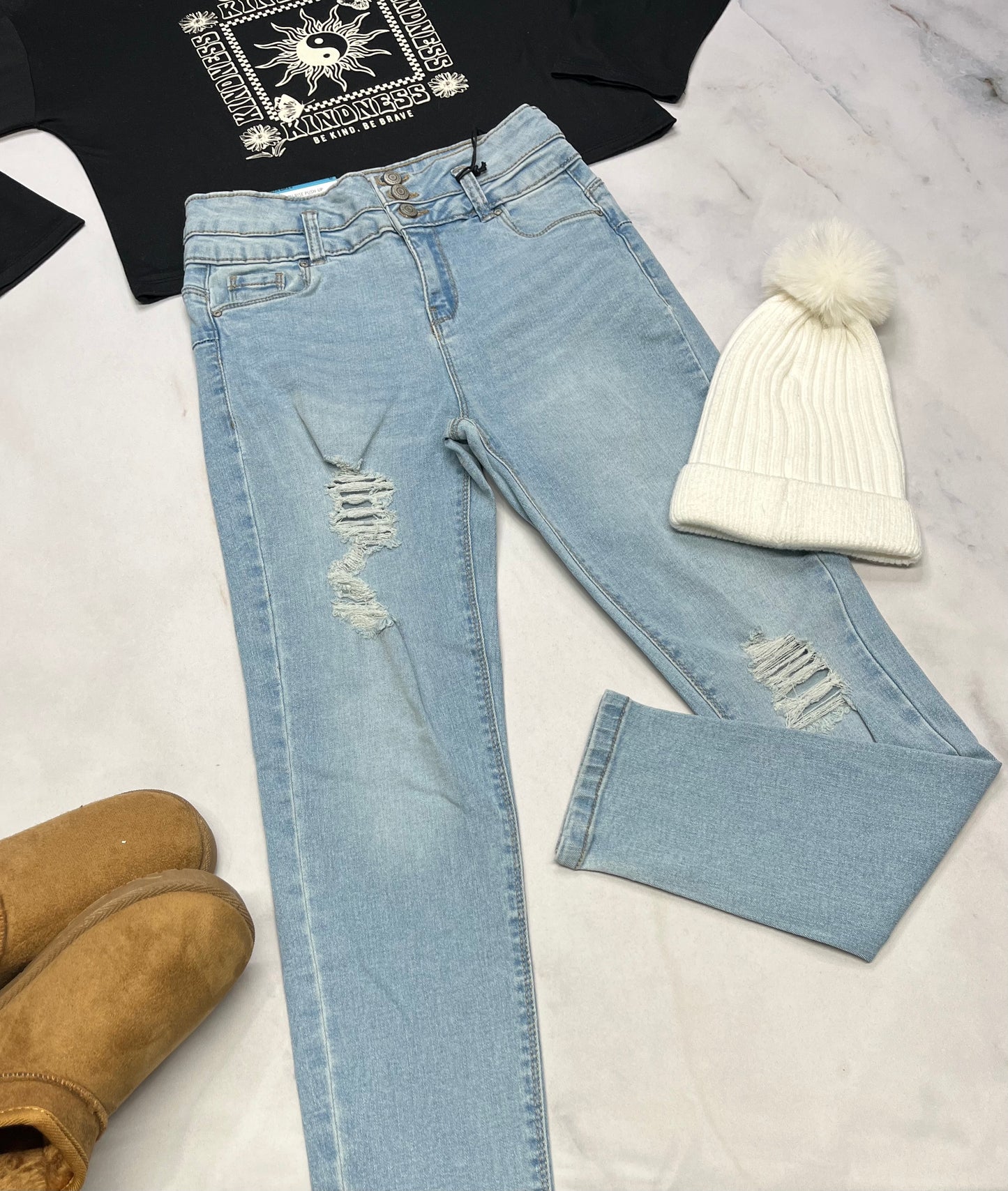 ✨Skinny jeans : mou stretch taille haute neuf ! 12 ans fille .