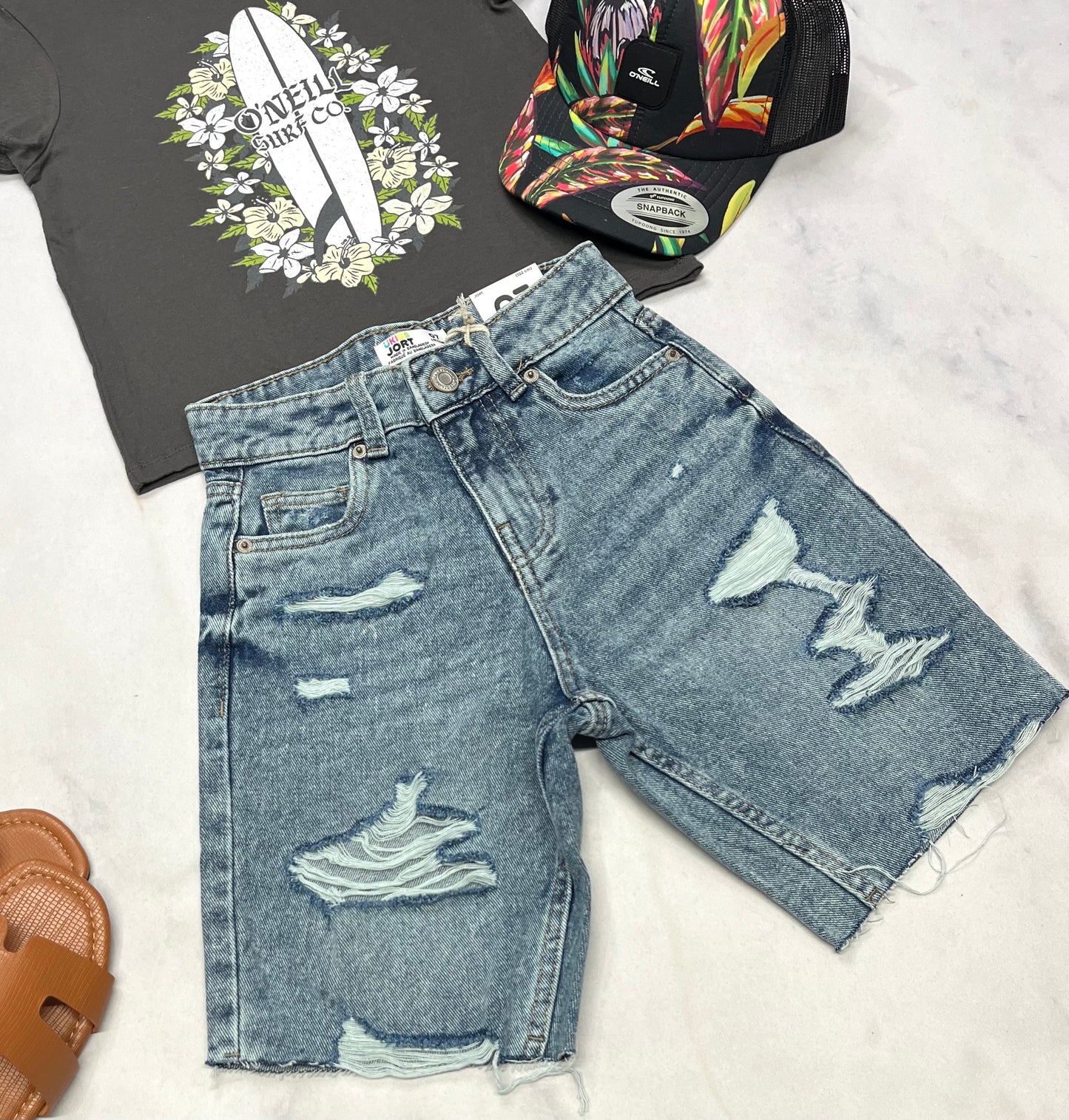 🌴 JORT bermuda : jeans 7 ans fille ajustable coupe tendance . Neuve !
