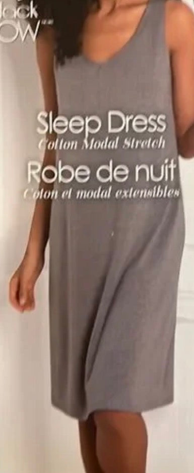 🌙 Robe de nuit : grise en coton modal extensible . Doux stretch confo . M/ femme coupe lousse neuve !