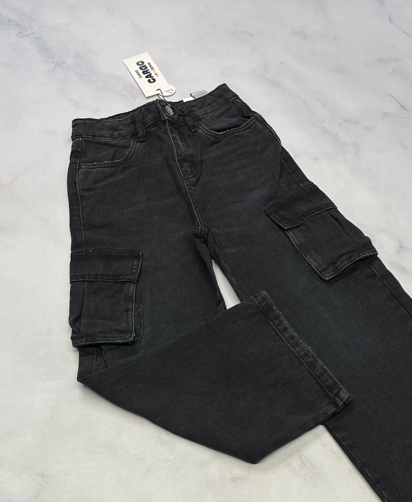 Jeans cargo : fille Jambe large neuf ! Taille haute 6 ans .