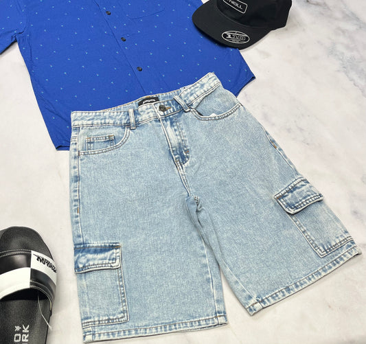 🌴 Bermuda cargo jeans : Blum mou confo 14 ans garçon taille ajustable neuve.