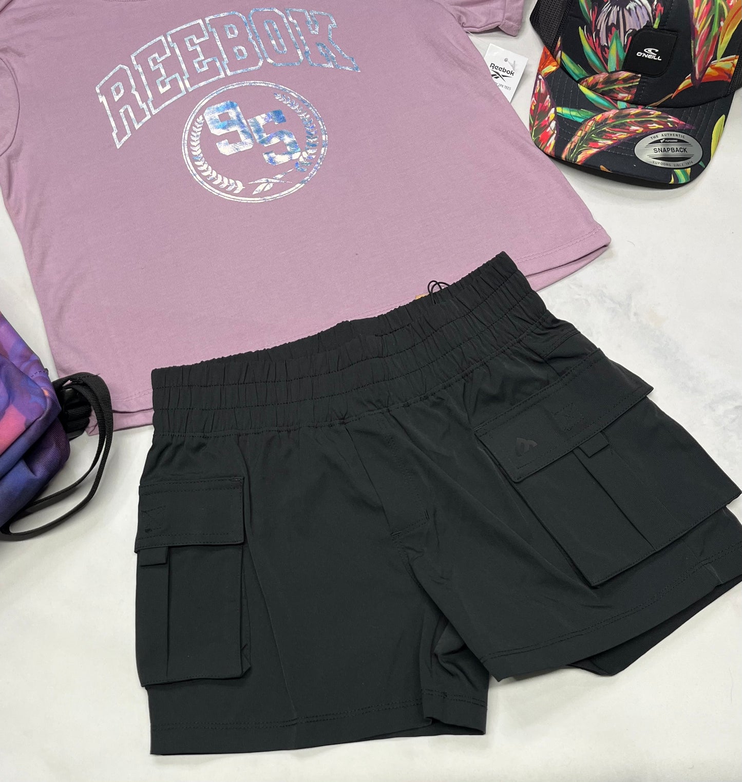 💜 Short : cargo en tissu de sport Black Mountain 10 ans fille neuve .