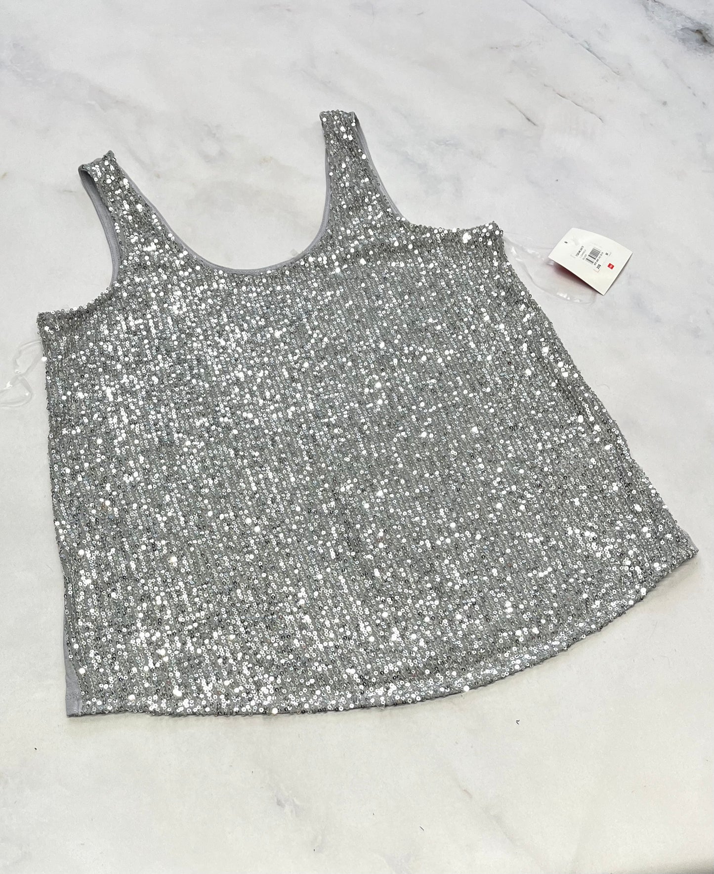 Cami paillettes : argenté neuve ! M/ fit stretch femme .