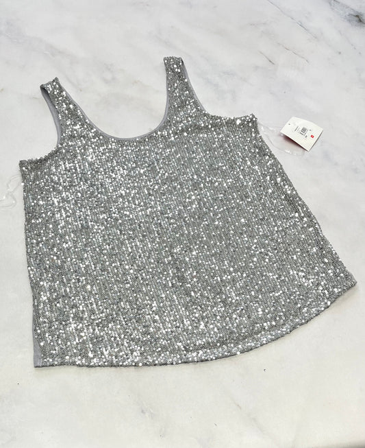 Cami paillettes : argenté neuve ! M/ fit stretch femme .