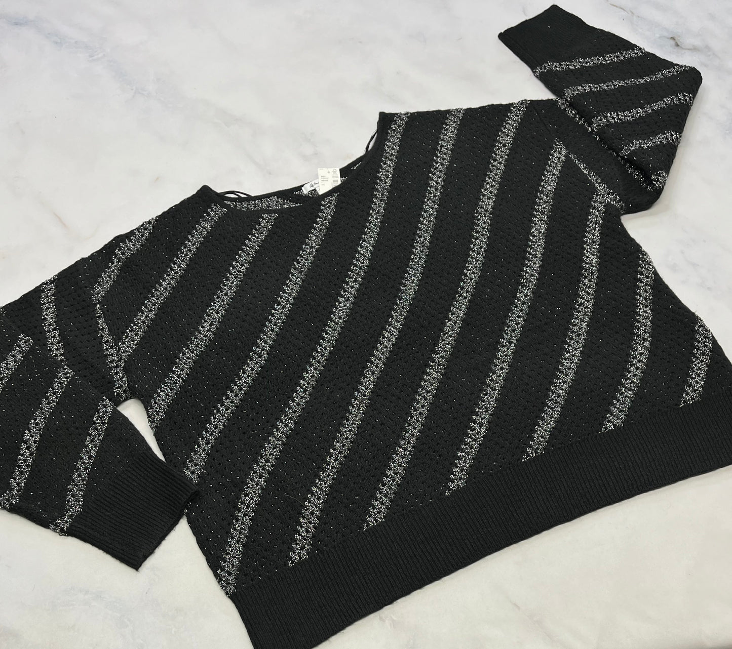 Reitman : Tricot doux noir ligne argenté brillant dans le tissu . XXL/ femme neuf !