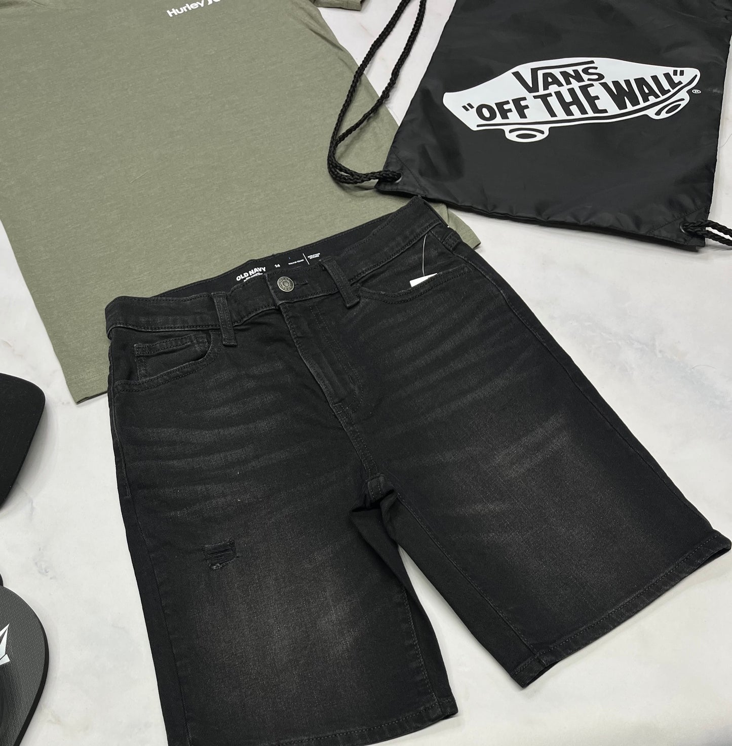 🌿 Bermuda / jeans : stretch 14 ans garçon ajustable neuf !