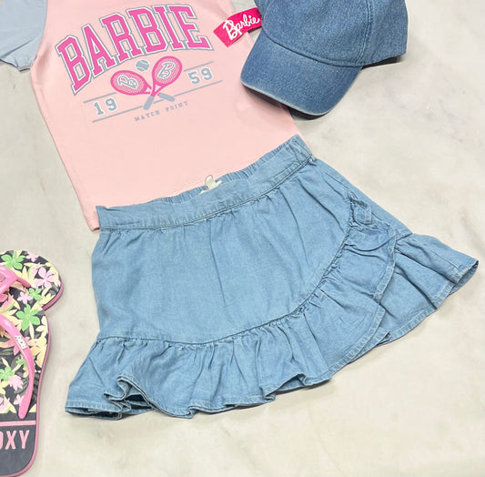 💕 Jupe en jeans : molle confo 5 ans fille coupe relax neuve ! Taille au dos élastique  .