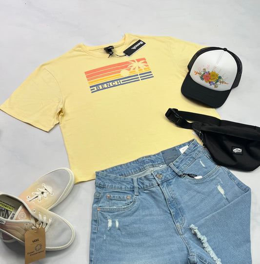☀️ Manche courte : BENCH M/ femme look Over size ( fait Large ) . Neuf !