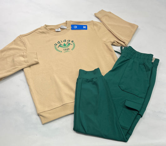 Duo neuf ! Ouaté Adidas M/ confo femme + jogger cargo vert stretch M/ femme neuf!