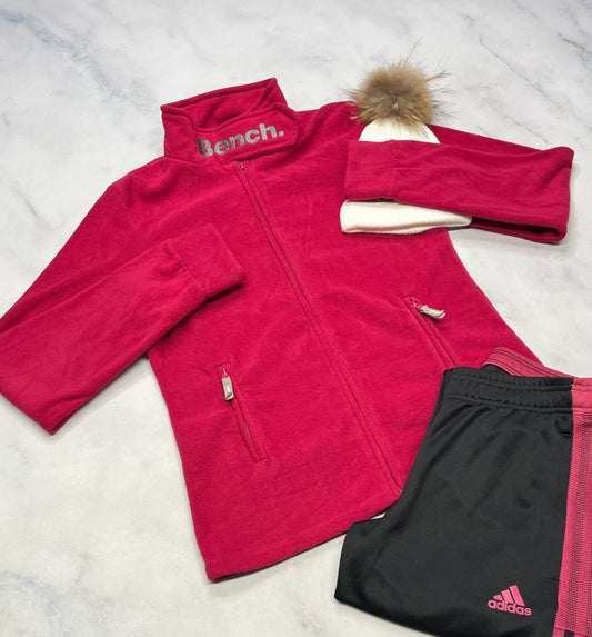 🤩 BENCH : Veste en doux polar framboise comme neuve . Trou pour les pouces . 14-16 ans fille .