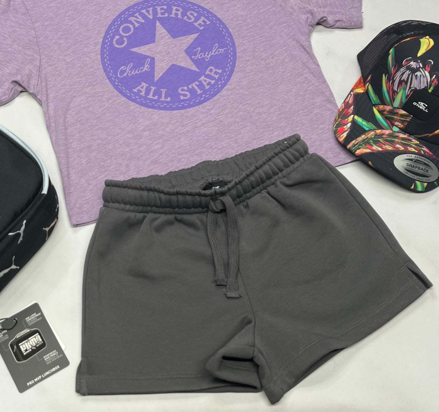 💜 Short grise : Tag en ouaté confo 5-6-7 ans fille neuve .