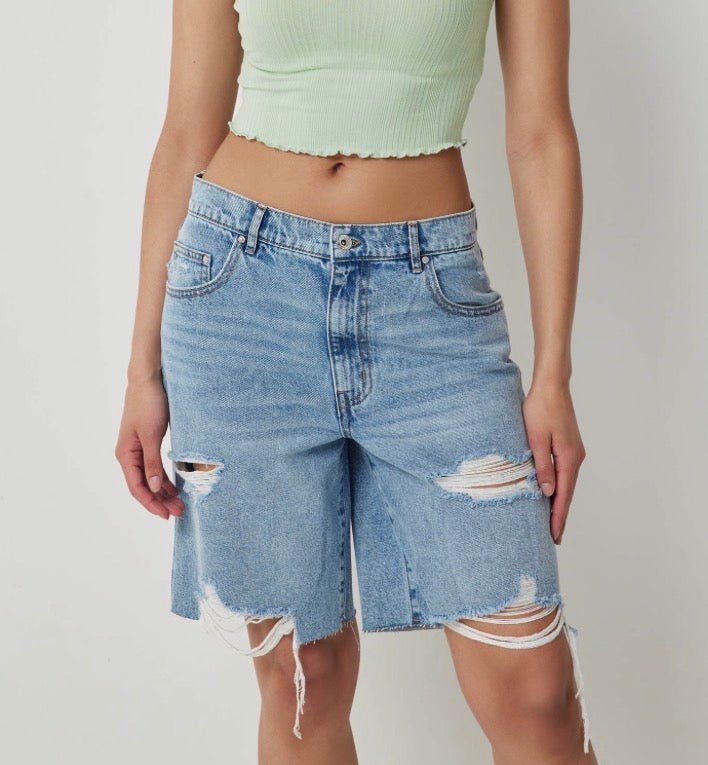 🌴 Bermuda : jeans taille haute gr : 7 ans (femme coupe relax tendance neuf !