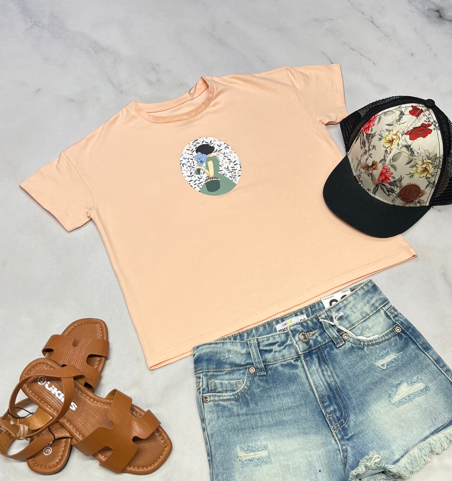 🌿 Manche : courte corail 6 ans fille look over size neuf !
