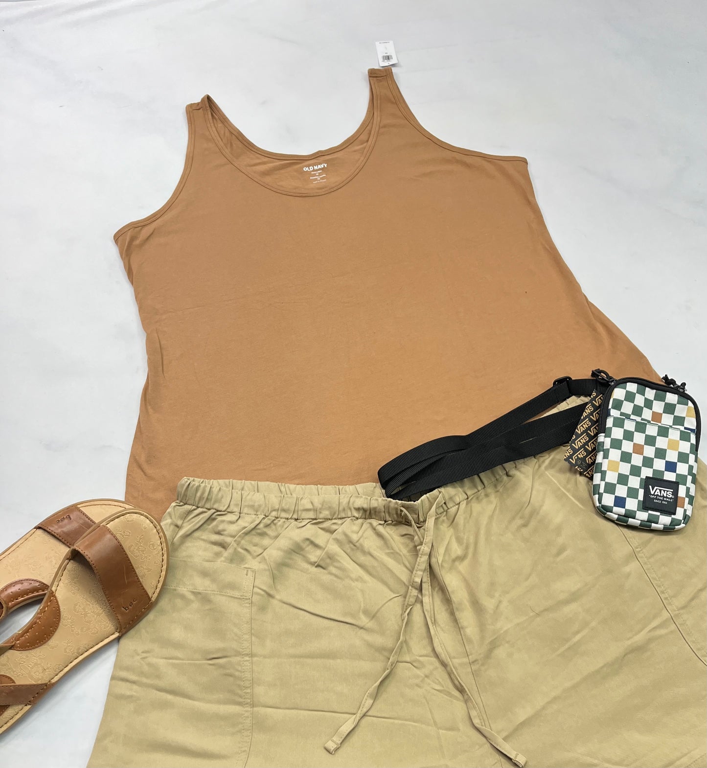 🌴 Camisole en beau coton stretch : 2XL femme neuve ! Couleur caramel tendance .