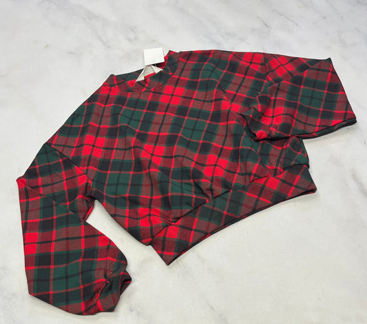 Manche longue carreauté : manche ballon mi hanche neuf ! 10-12 ans fille .