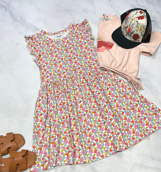 🌺Robe fleurit : souple confo neuve ! 10-12 ans fille .