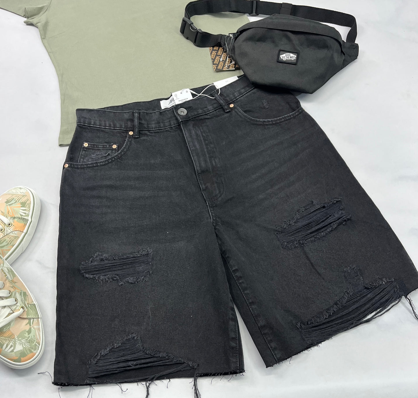 🍃 Bermuda jeans : taille haute jambe large tendance 7 ans femme neuf !