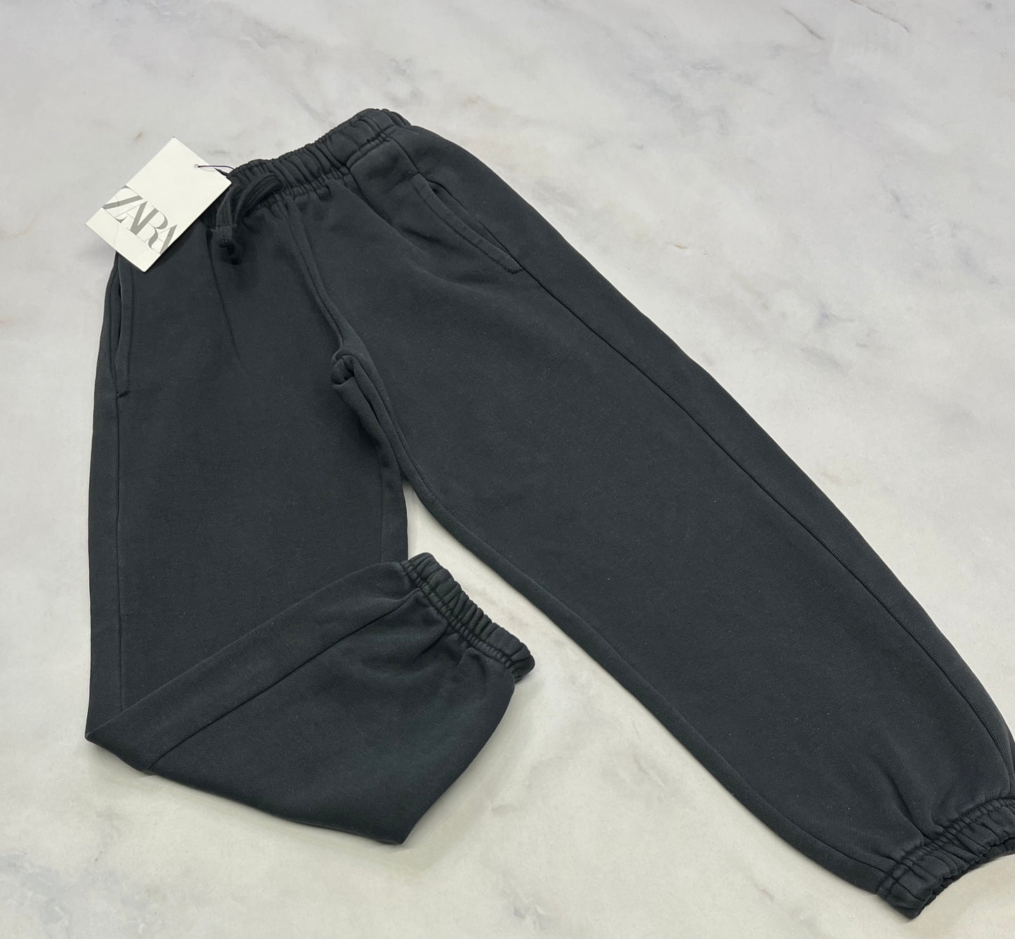 ZARA : Jog charcoal look vieillit tendance taille haute neuf! 6 ans fille coupe confo .