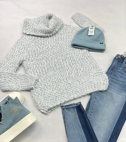 ❄️ Tricot : Buffalo fait XS femme confo comme neuf ! Bleu et blanc .