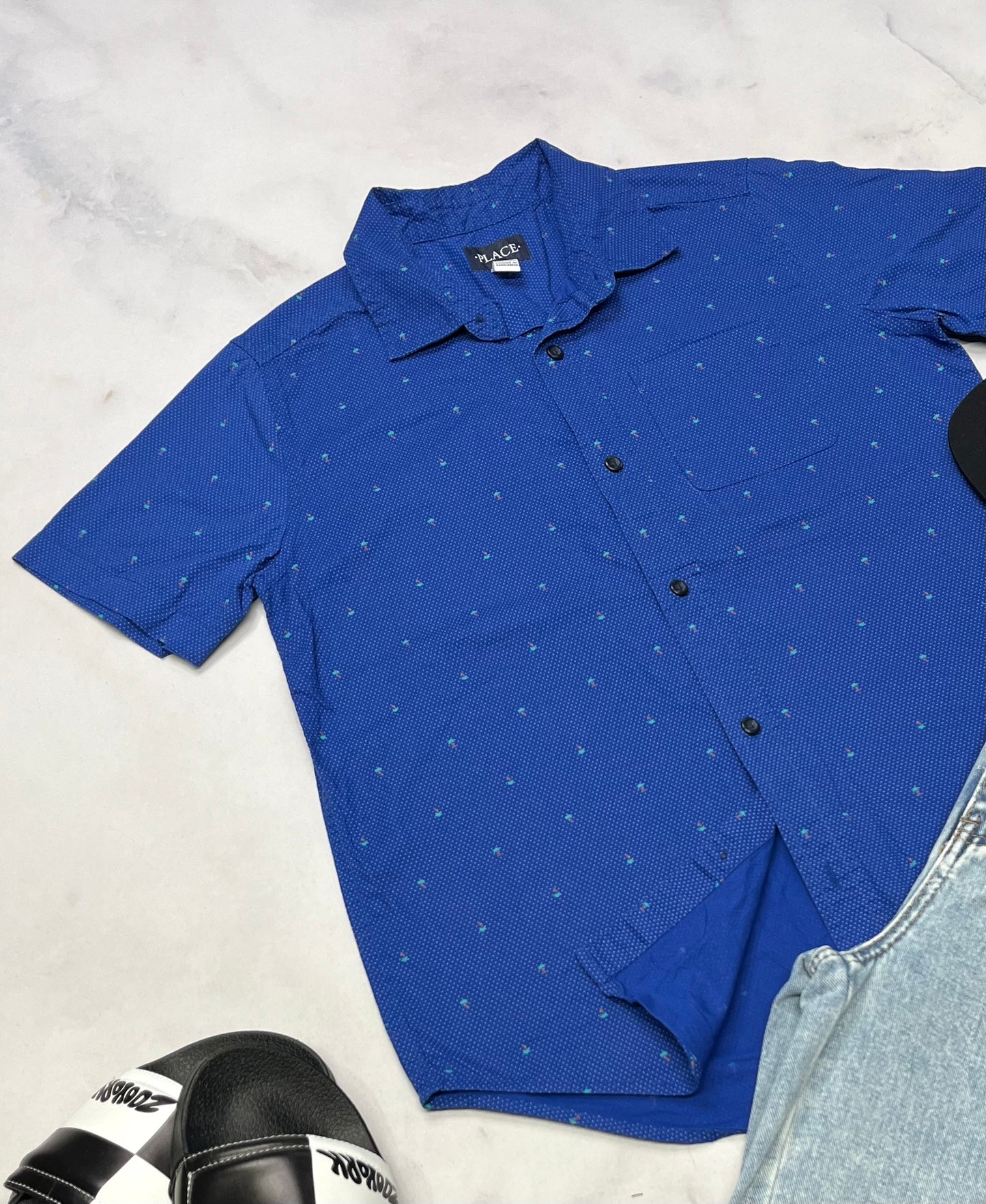 🌴 Chemise( mini motifs Palmier ): 14 ans garçon comme neuve !