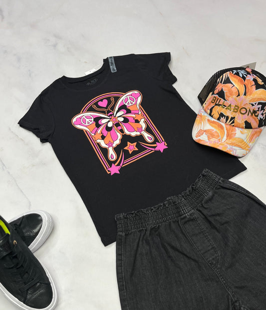 🌷Manche courte : 7-8 ans fille logo brillant neuf !