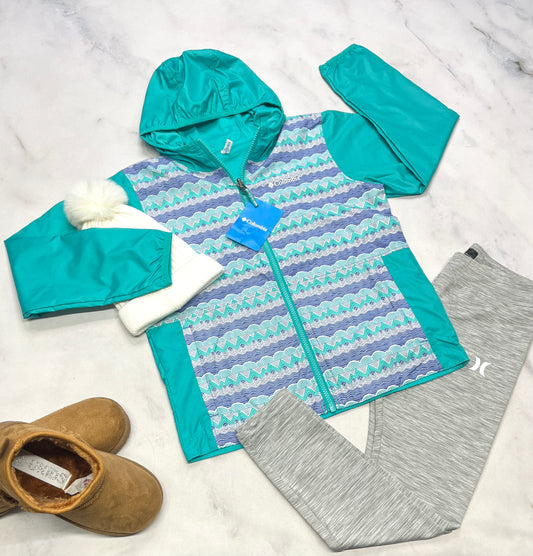 😍 Manteau Columbia : mi saison RÉVERSIBLE 7-8 ans fille neuf ! Souple confo .